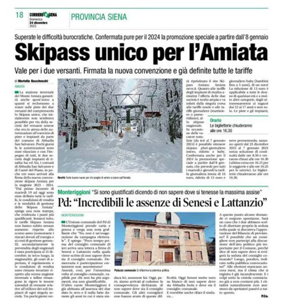 Corriere di Siena 24 dicembre 2023