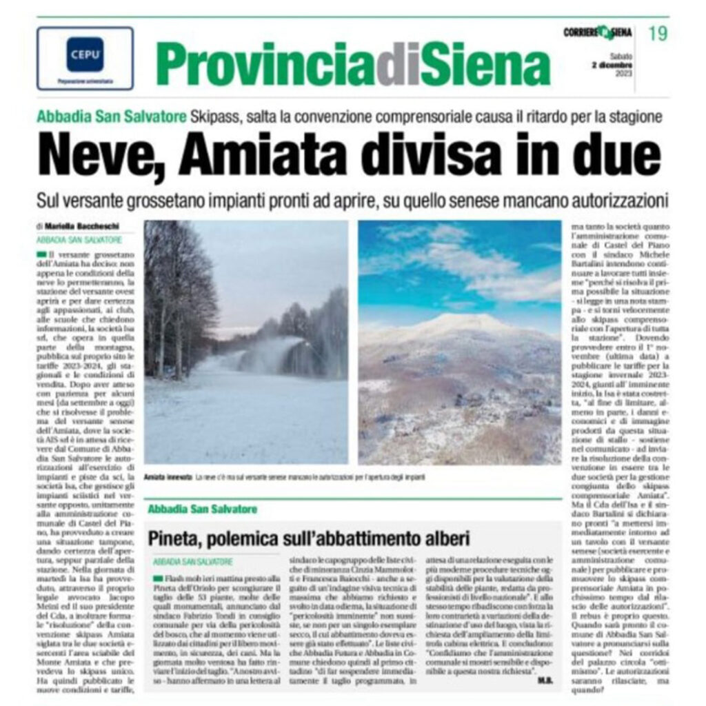 Corriere di Siena 2 dicembre 2023