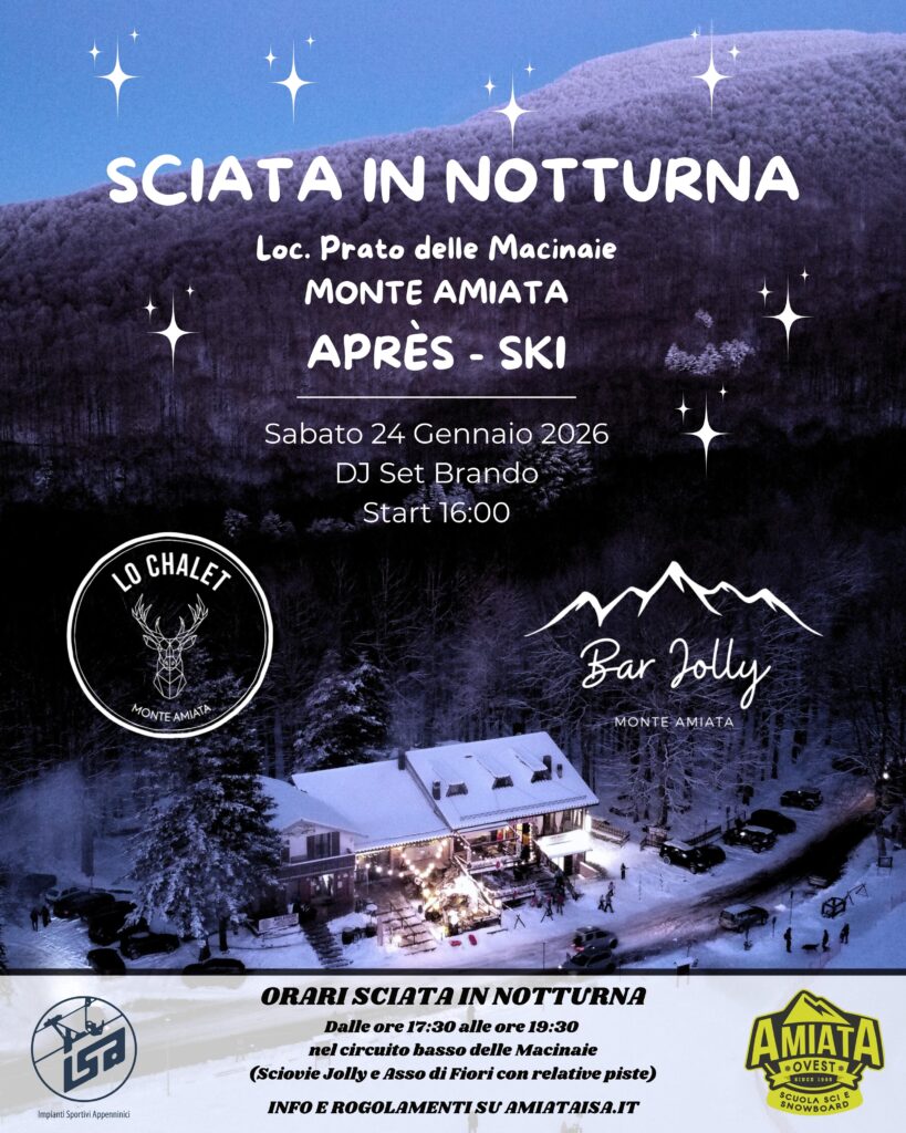 Sciata in notturna sul Monte Amiata: sabato 24 gennaio apre Sky a Prato delle Macinaie
